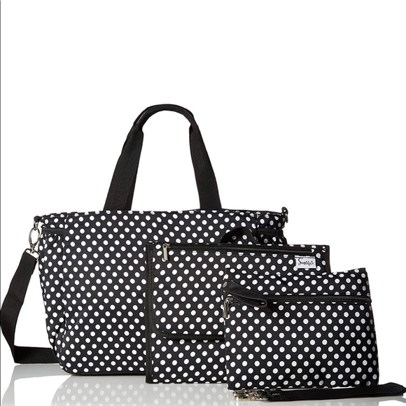 Black and White Polka Dot Diaper Bag Travel Set - Picture 6 of 7